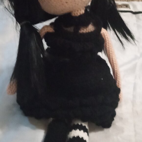 Two handmade crochet-doll and whte poddle w/purple flwr blk outfit pnk complxion - Picture 2 of 8
